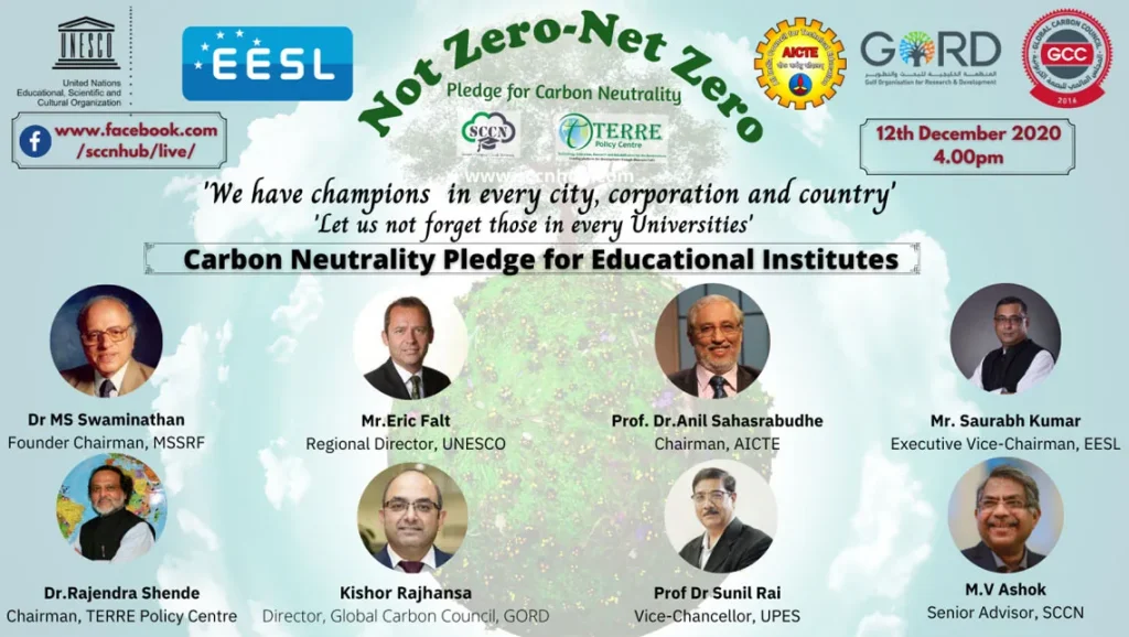 Indian educational institutes pledge carbon neutrality, fostering future climate leaders and supporting global climate goals during the Climate Ambition Summit and COP26 preparations.