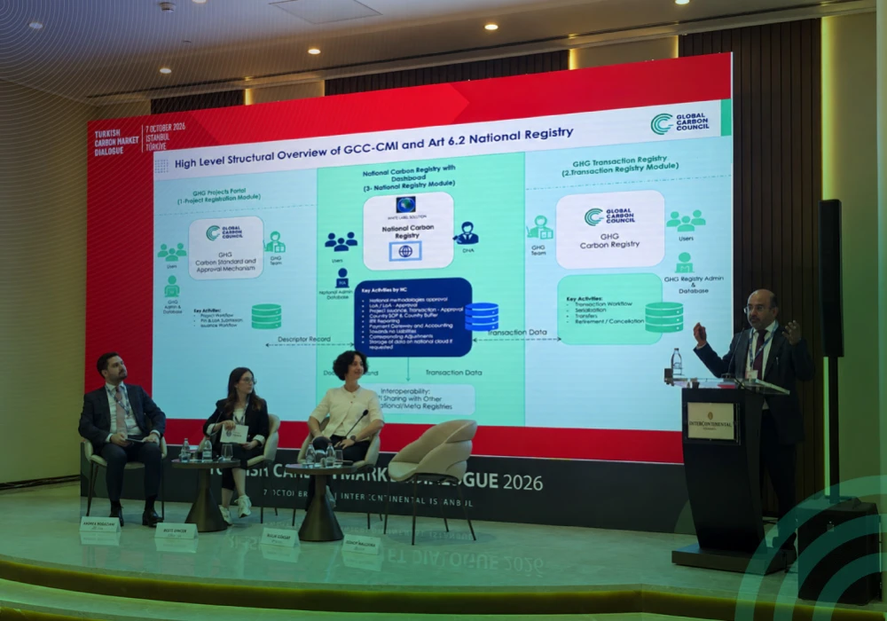 Kishor presenting on carbon market infrastructure at the Türkiye Carbon Market Dialogue in Istanbul.